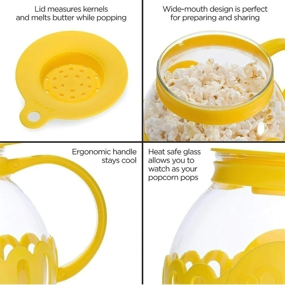 Ecolution Patented Micro-Pop Microwave Popcorn Popper Temperature Safe Glass